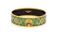 An Hermes Wide Enamel Bangle, 9" circumference, .75" width.