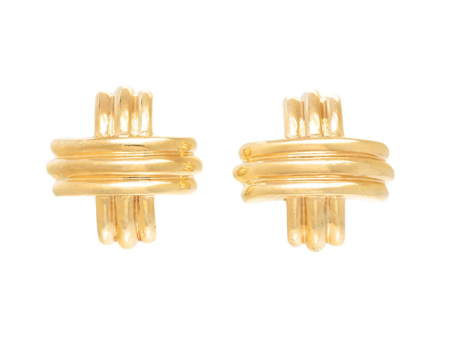 YELLOW GOLD 'X' EARCLIPS