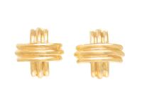 YELLOW GOLD 'X' EARCLIPS