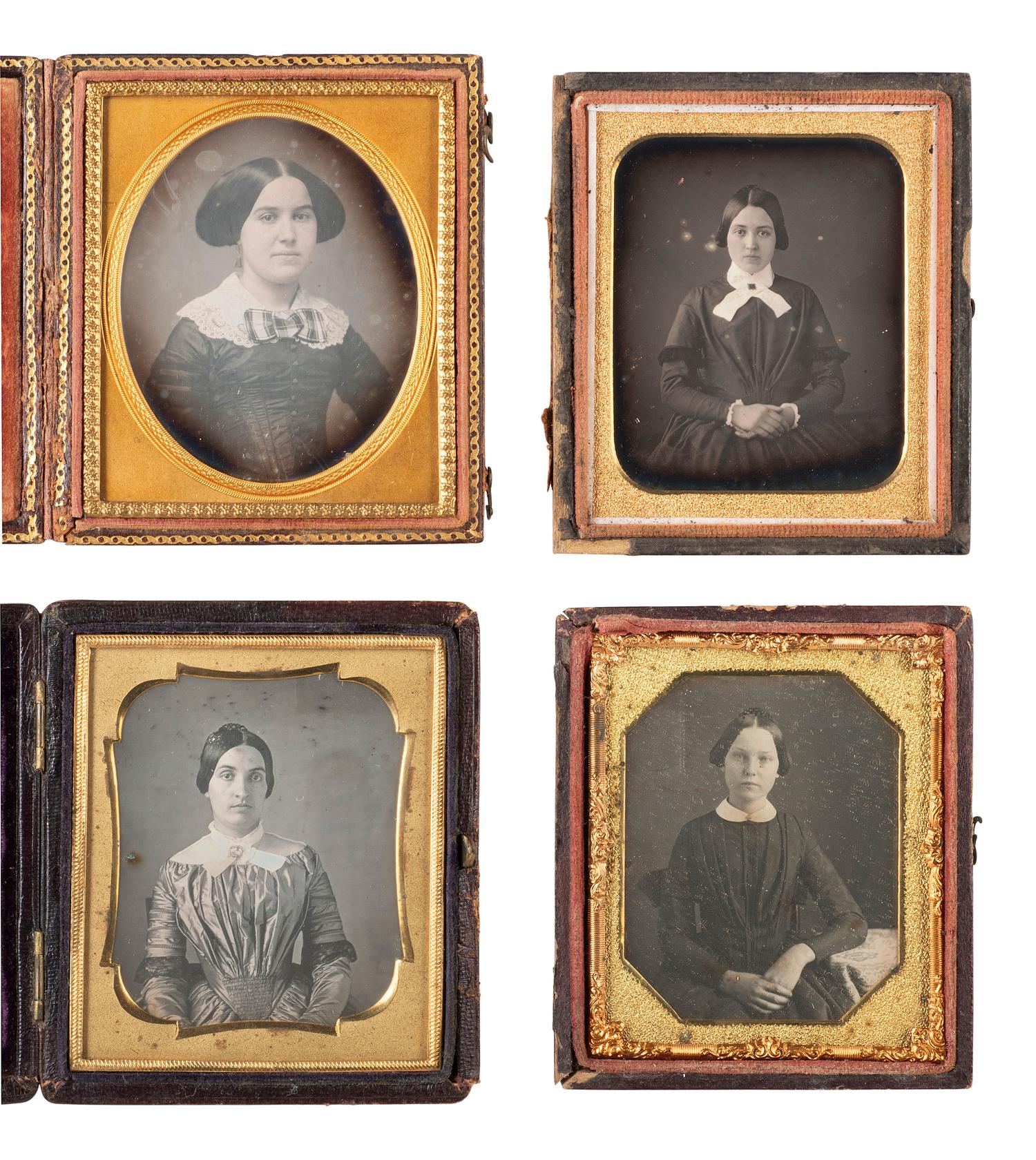 [EARLY PHOTOGRAPHY]. 20 sixth plate daguerreotypes of young women, most with above average clarity.