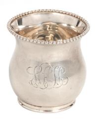 An American Sterling Vase, Wilcox, Co., Meriden, CT, with beaded rim, monogrammed.
