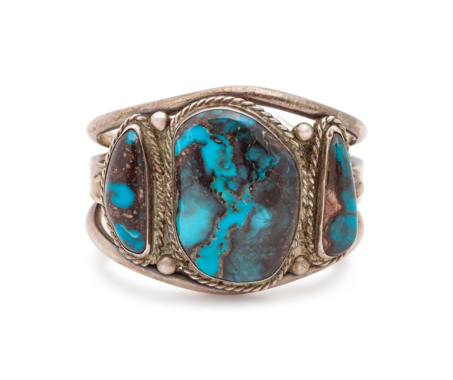 Navajo Silver and Turquoise Cuff Bracelet