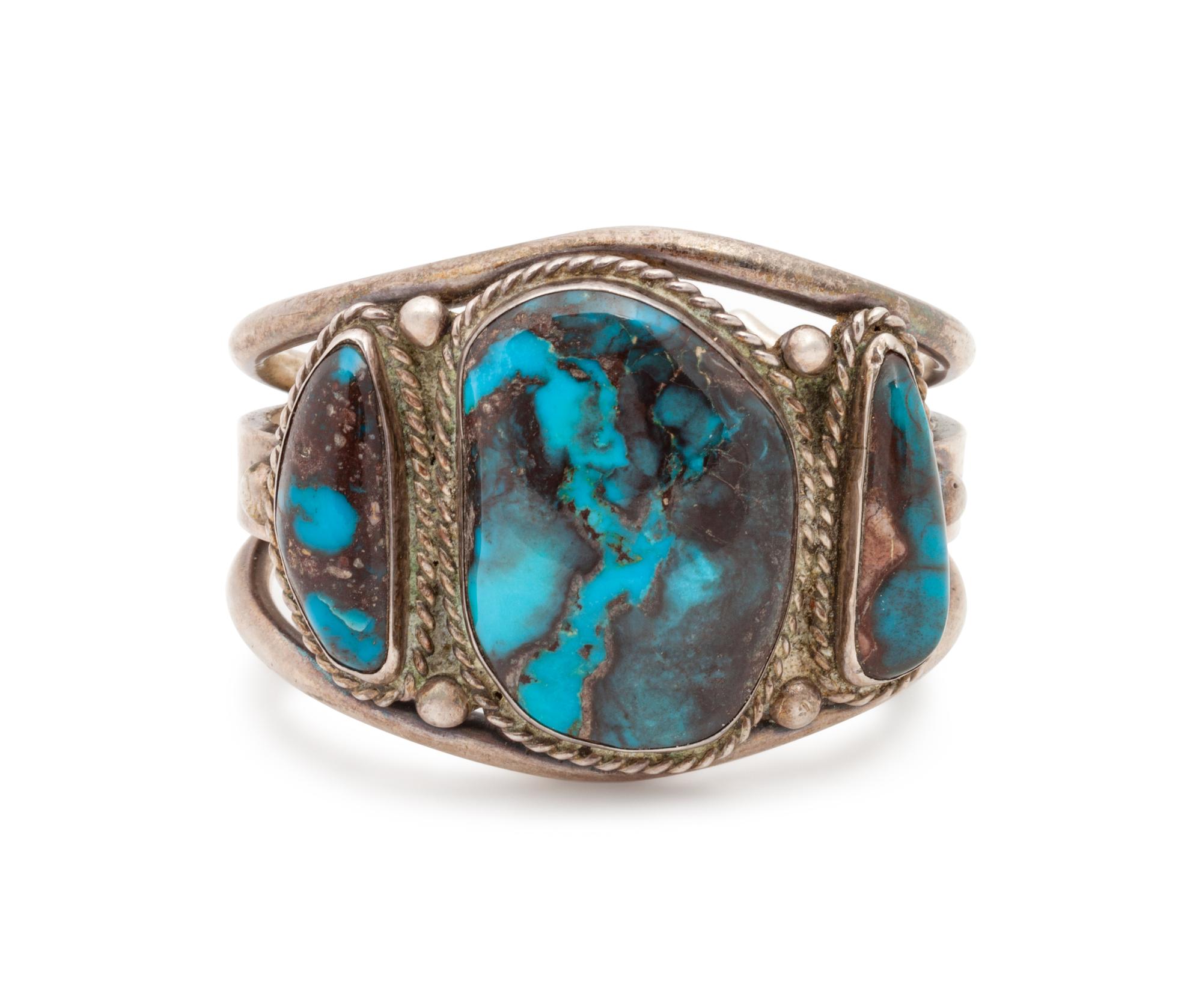 Navajo Silver and Turquoise Cuff Bracelet