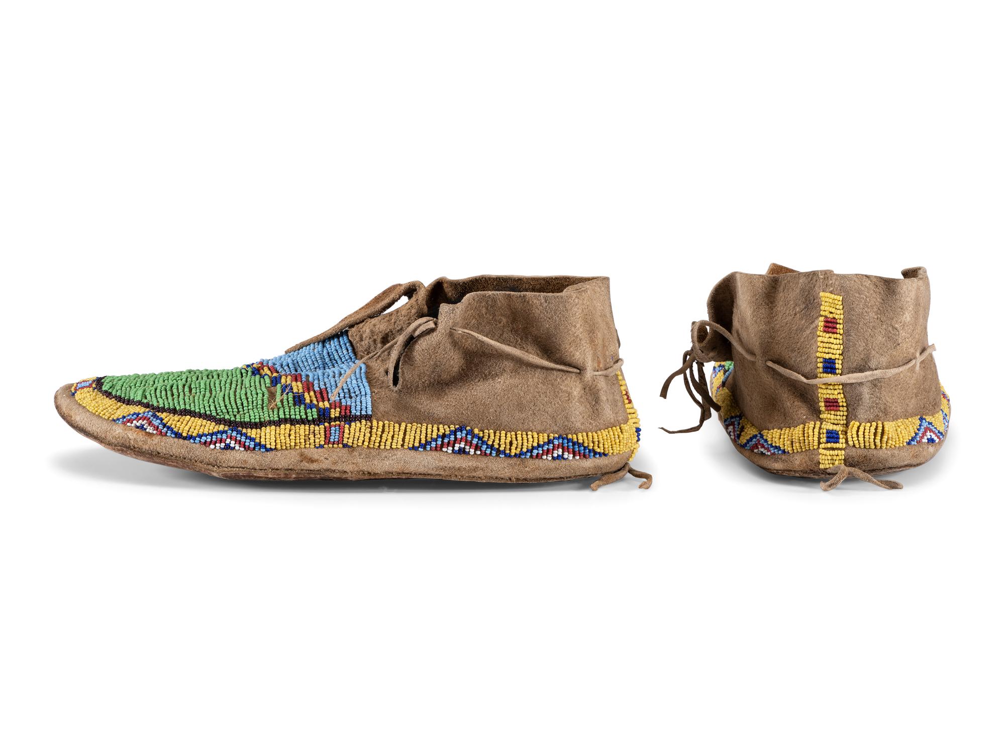 Sioux Beaded Buffalo Hide Moccasins