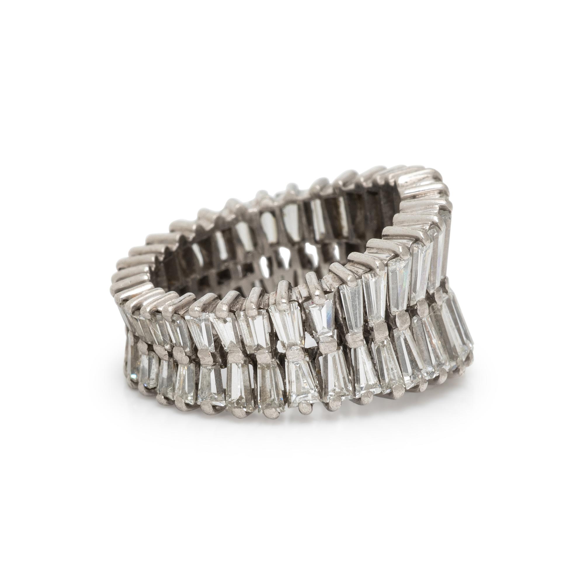 TAPERED BAGUETTE DIAMOND AND PLATINUM RING