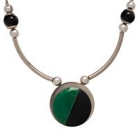 ART DECO, CHROME-PLATED BRASS AND GALALITH NECKLACE