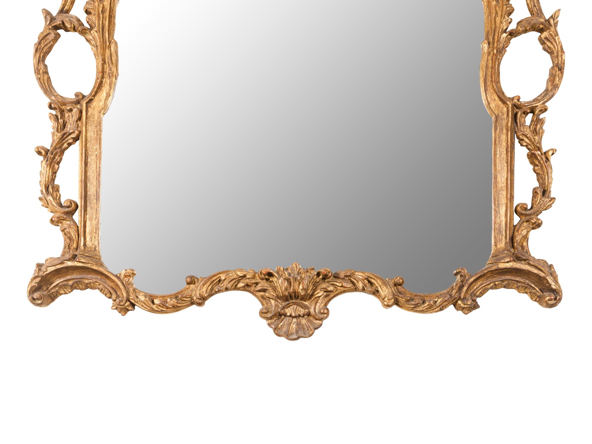 A Chinese Chippendale Style Giltwood Looking Glass