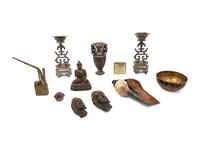 A Group of Ten Asian Metal and Stone Articles