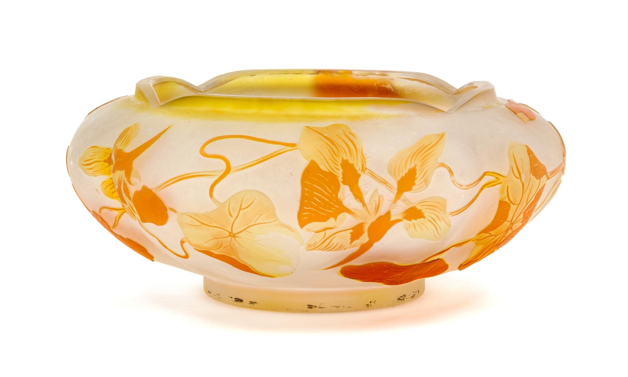 A Galle Cameo Glass Bowl Diameter 8 inches.