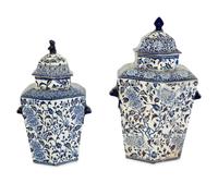 Two English Transfer-Decorated Stoneware Potpourri Vases