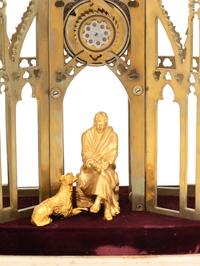 An English Brass Sir Walter Scott Memorial Skeleton Clock