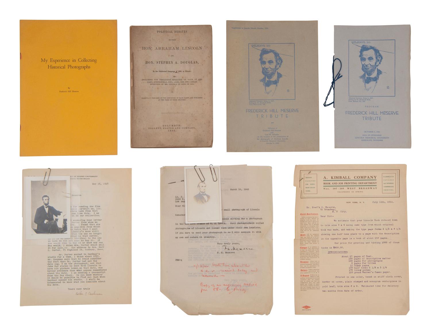 [LINCOLNIANA]. Archive rel. to Frederick H. Meserve, collector of Lincoln & Civil War photography.