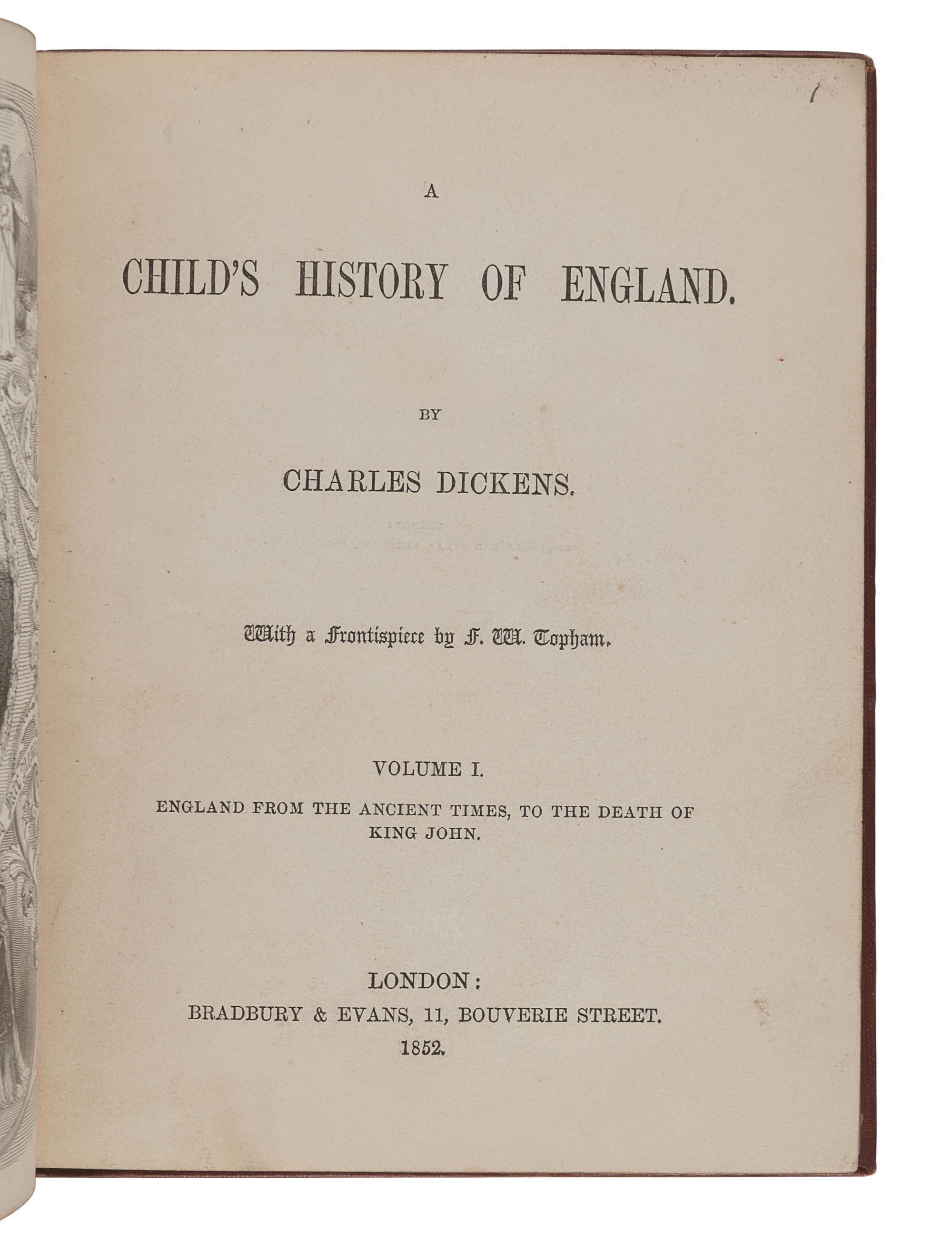 DICKENS, Charles (1812-1870). A Child’s History of England. London: Bradbury & Evans, 1852-1854.
