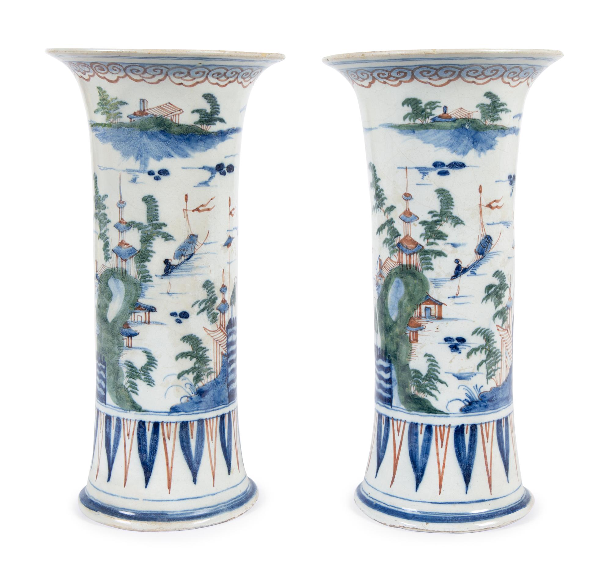 A Pair of Delftware Vases