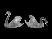 A Pair of Lalique Cygnes Sculptures