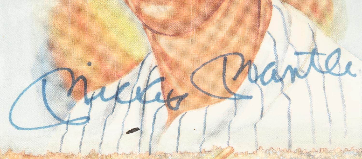 A Mickey Mantle Signed Autograph Perez Steele Hall of Fame Baseball Postcard Plaque (Beckett Authentication Services Letter),