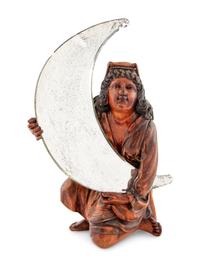 An Italian Carved Wood Figural Dressing Mirror