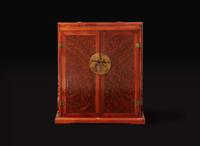A huanghuali, huamu and mixed hardwoods travelling cabinet 黃花梨樺木及硬木箱