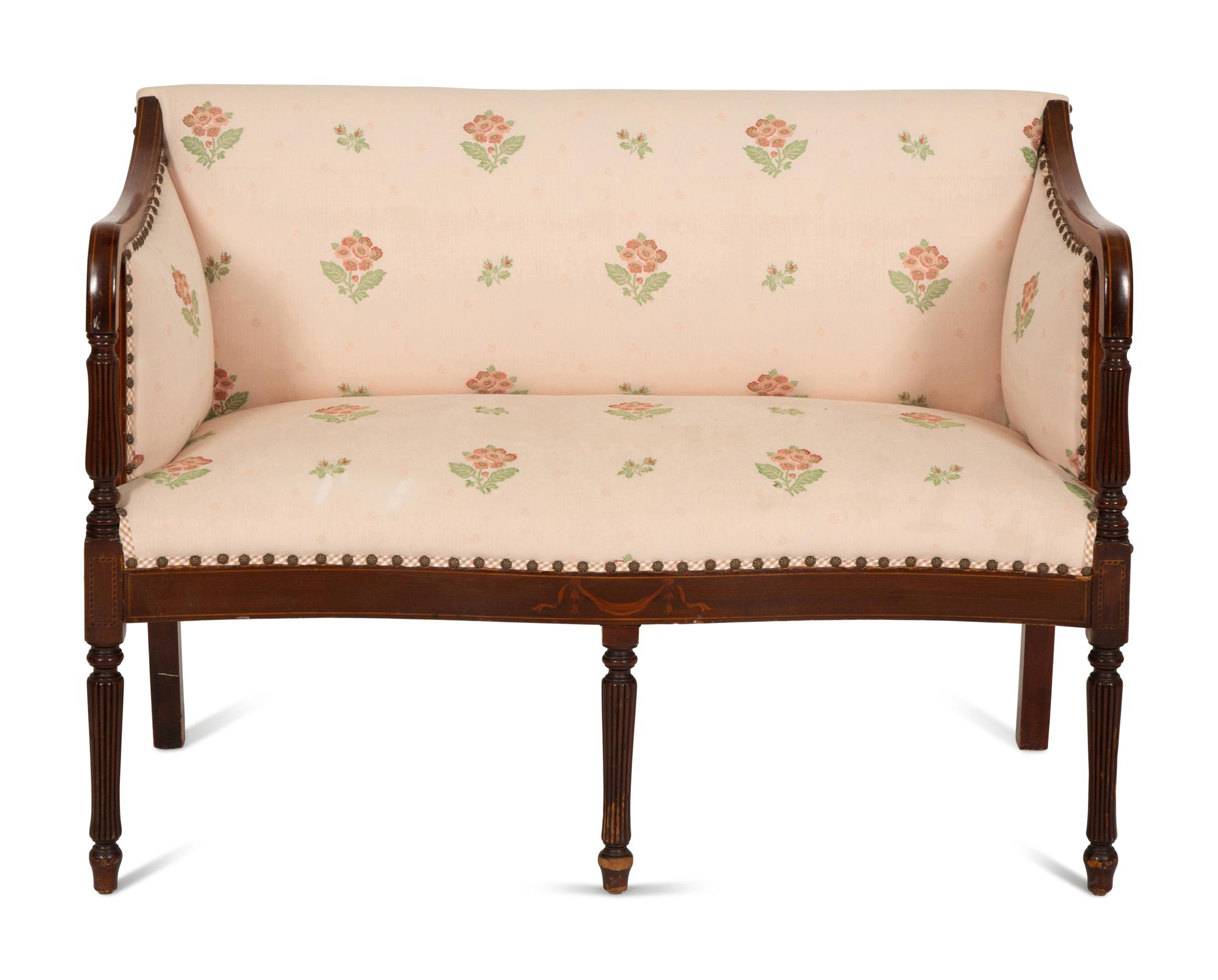 A Regency Style Inlaid Mahogany Settee