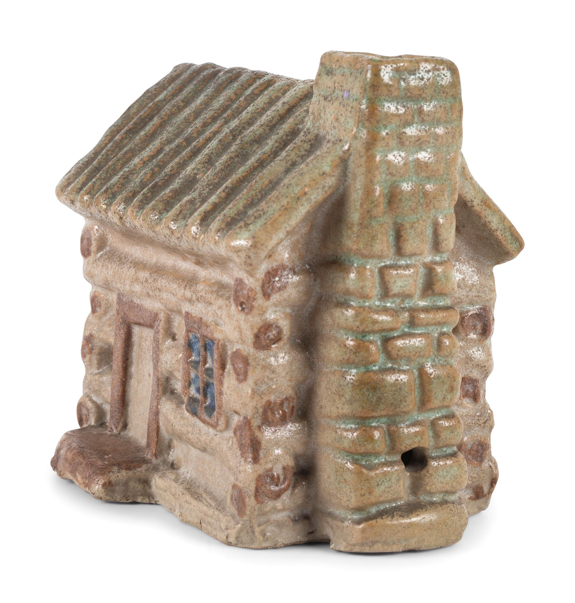 A Scarce Small-Size Dalton, Ohio Stoneware Log Cabin Bank