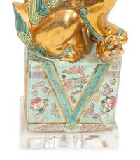 A Pair of Chinese Porcelain Foo Dog Table Lamps