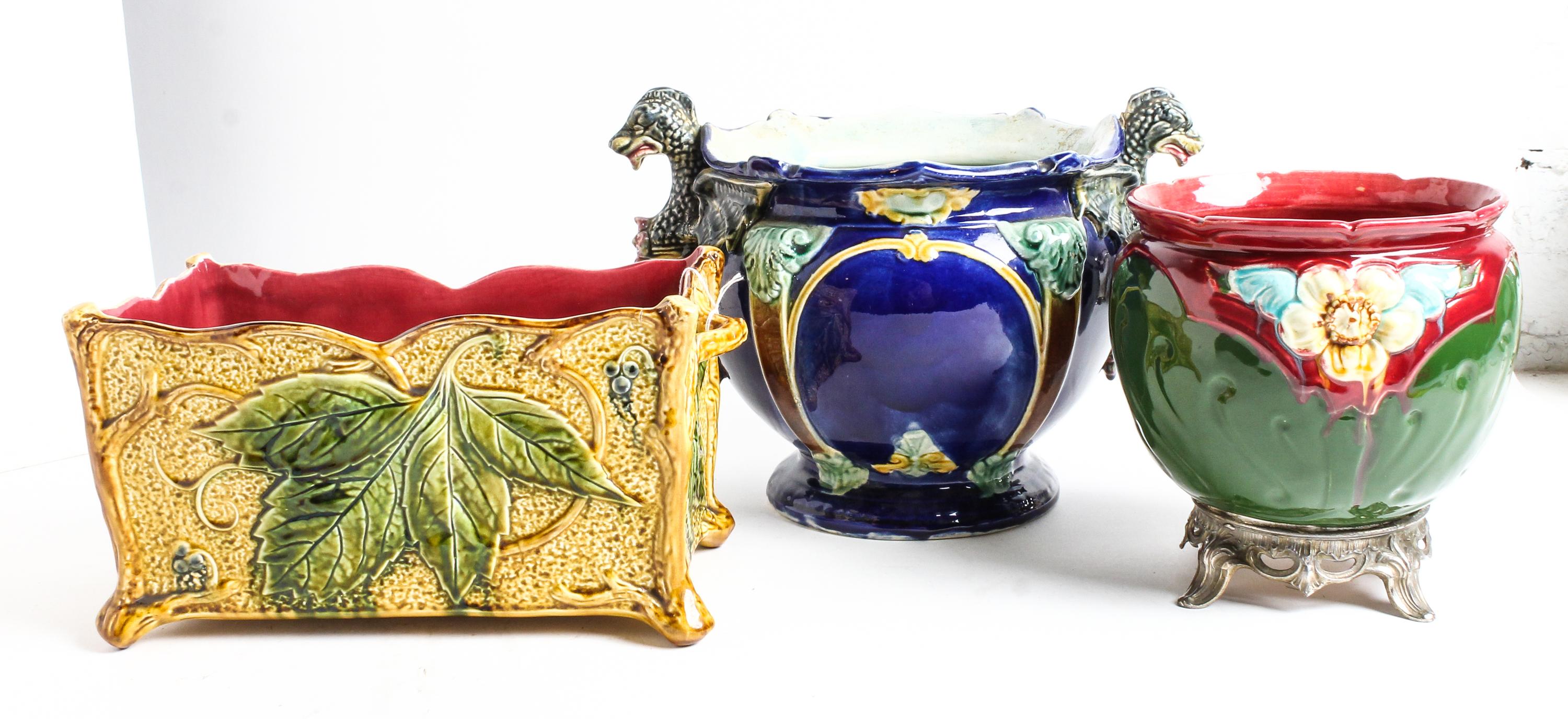 A Group of Polychrome Ceramic Articles Height of tallest 10 inches.