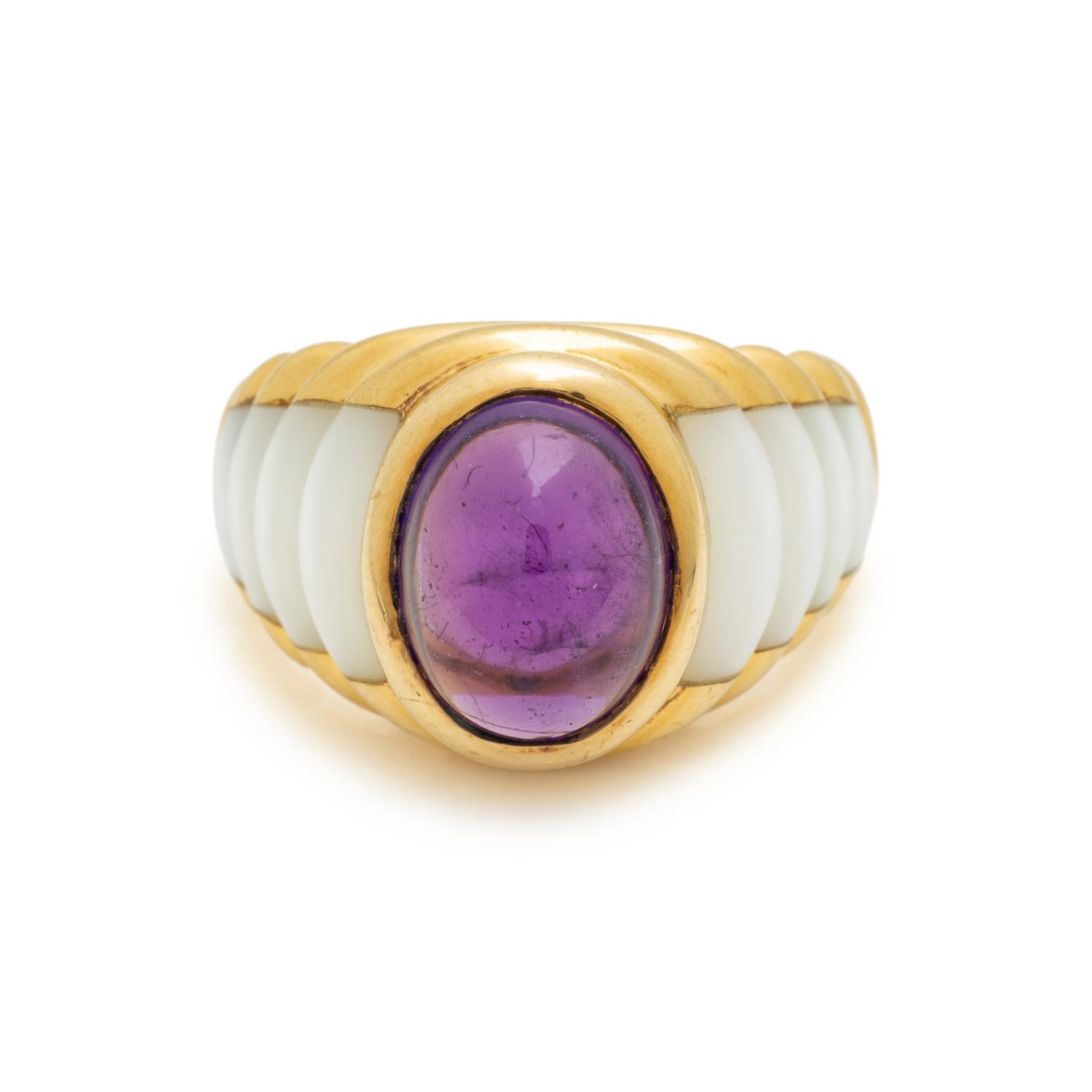 MAUBOUSSIN, AMETHYST AND MOTHER OF PEARL RING