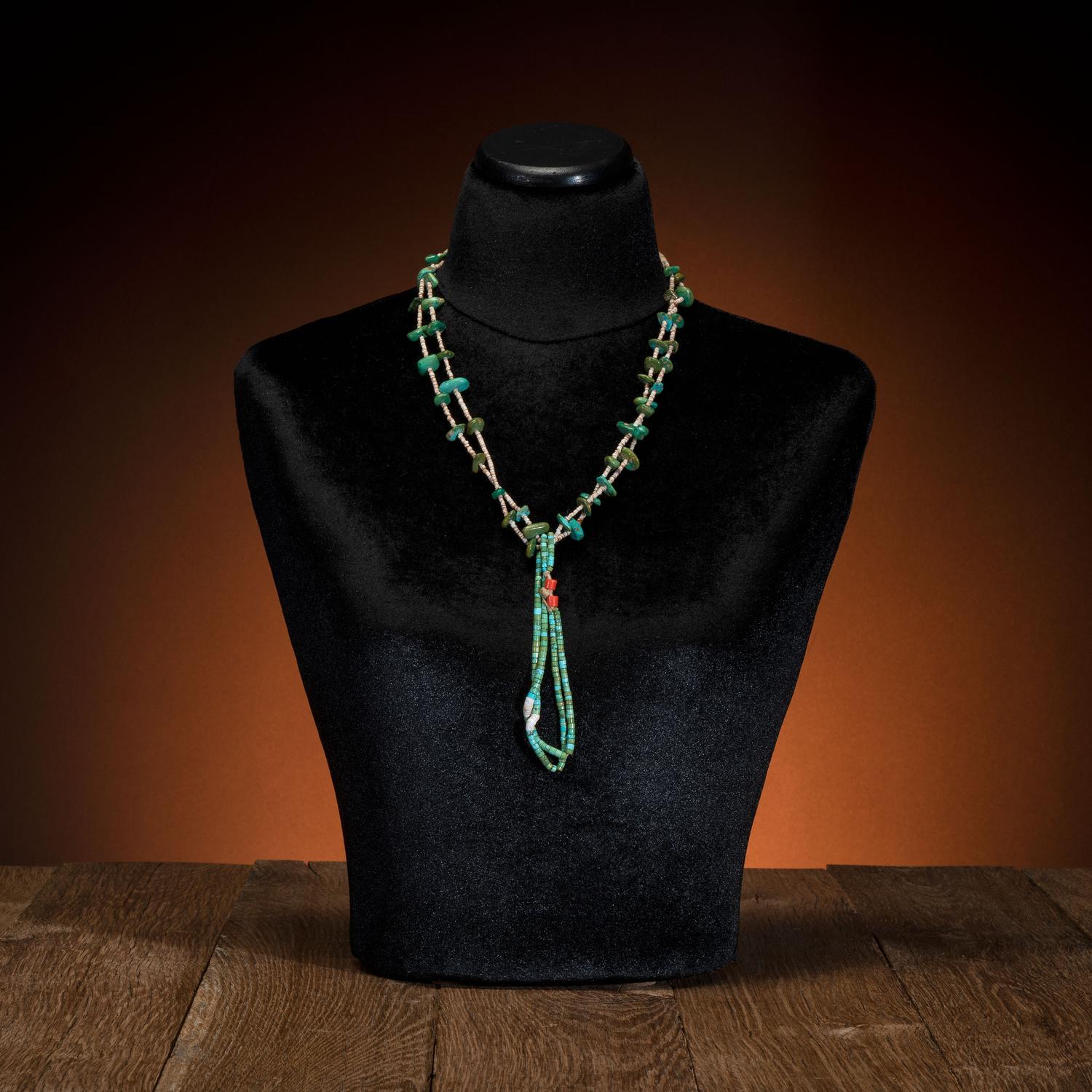 Pueblo Turquoise Tab Necklace, with Joclas
