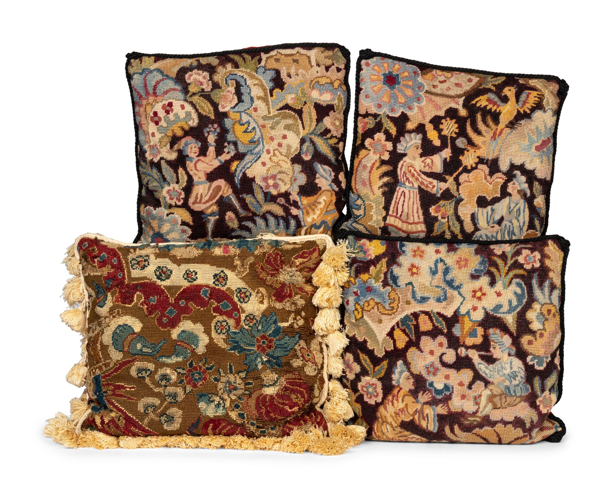 Four Gros Point Needlework Cushions