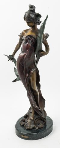 An Art Nouveau Style Bronze Figure, R. Roche Height 25 1/2 inches. — SECOND HALF 20TH CENTURY