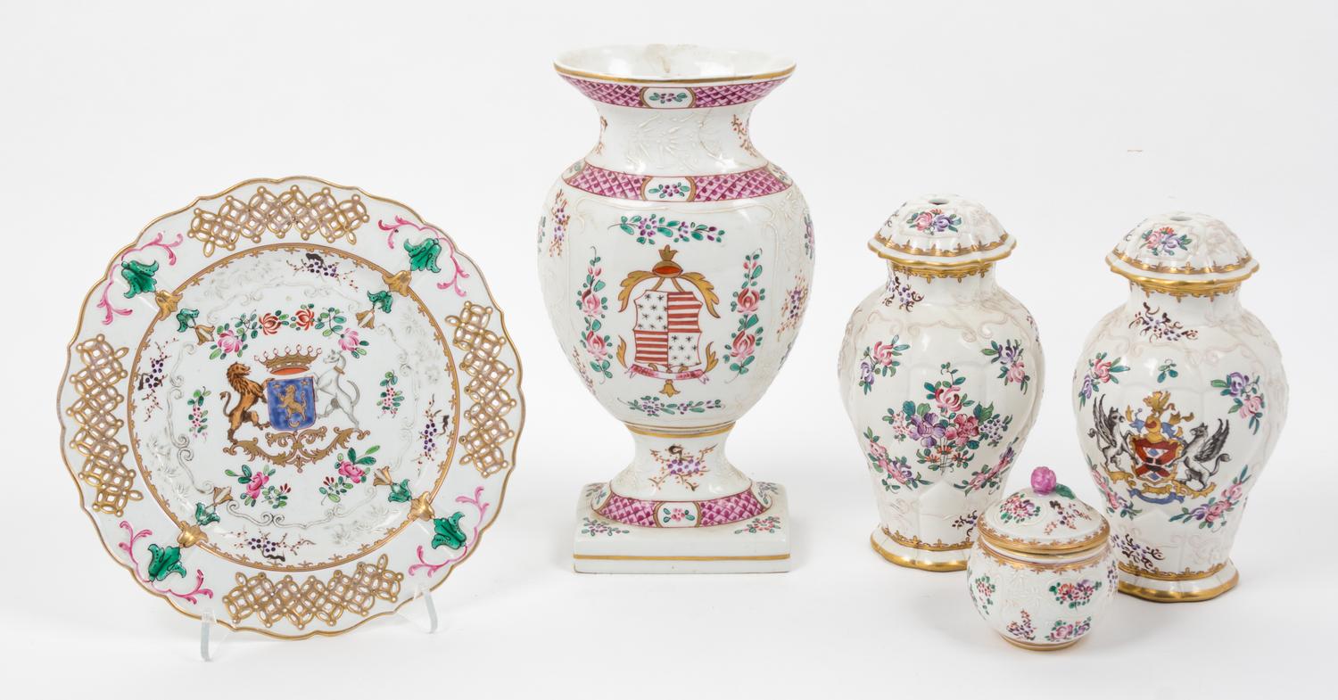 Five Samson Porcelain Articles Height of tallest 11 1/4 inches.