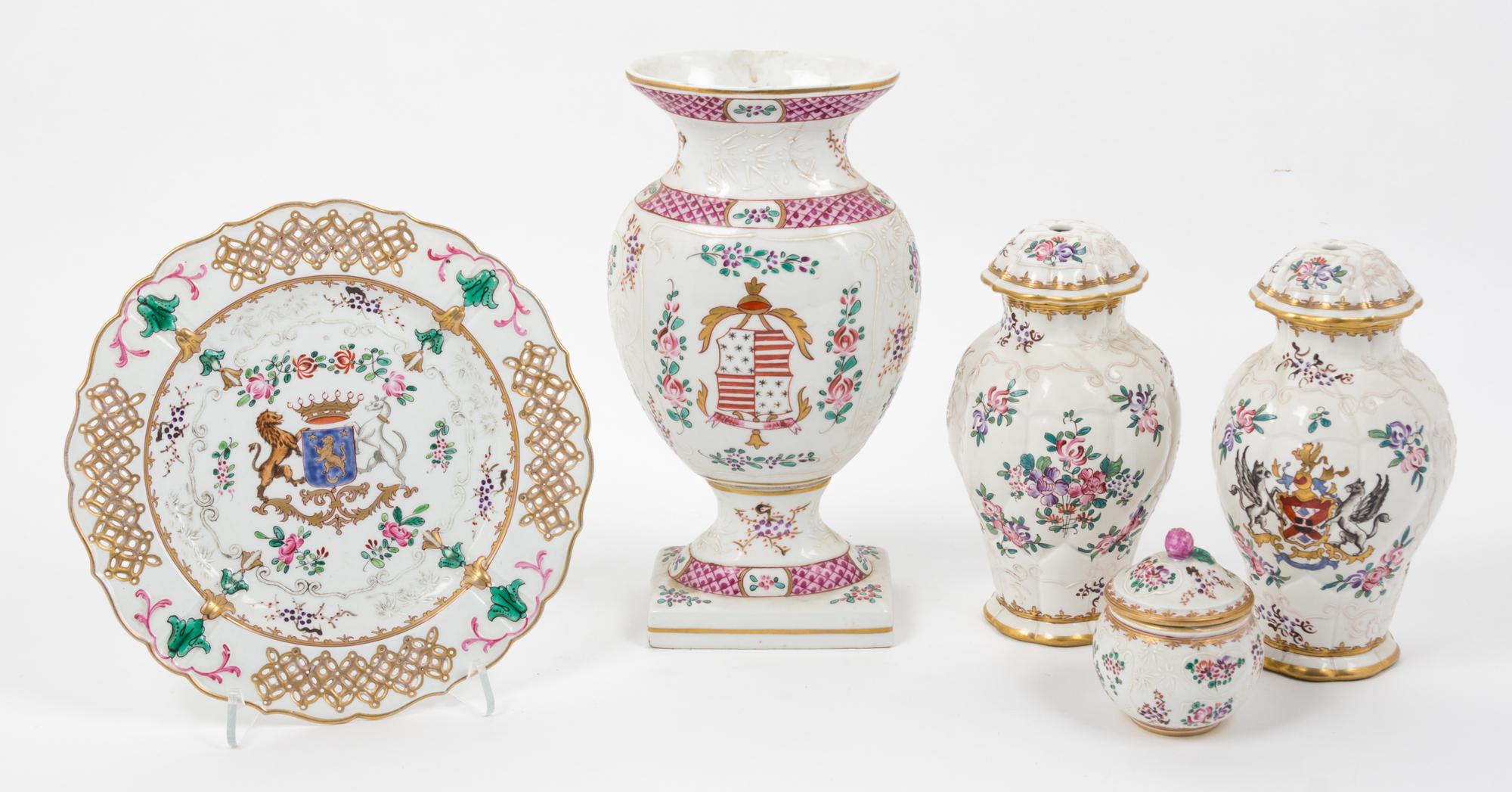Five Samson Porcelain Articles Height of tallest 11 1/4 inches.