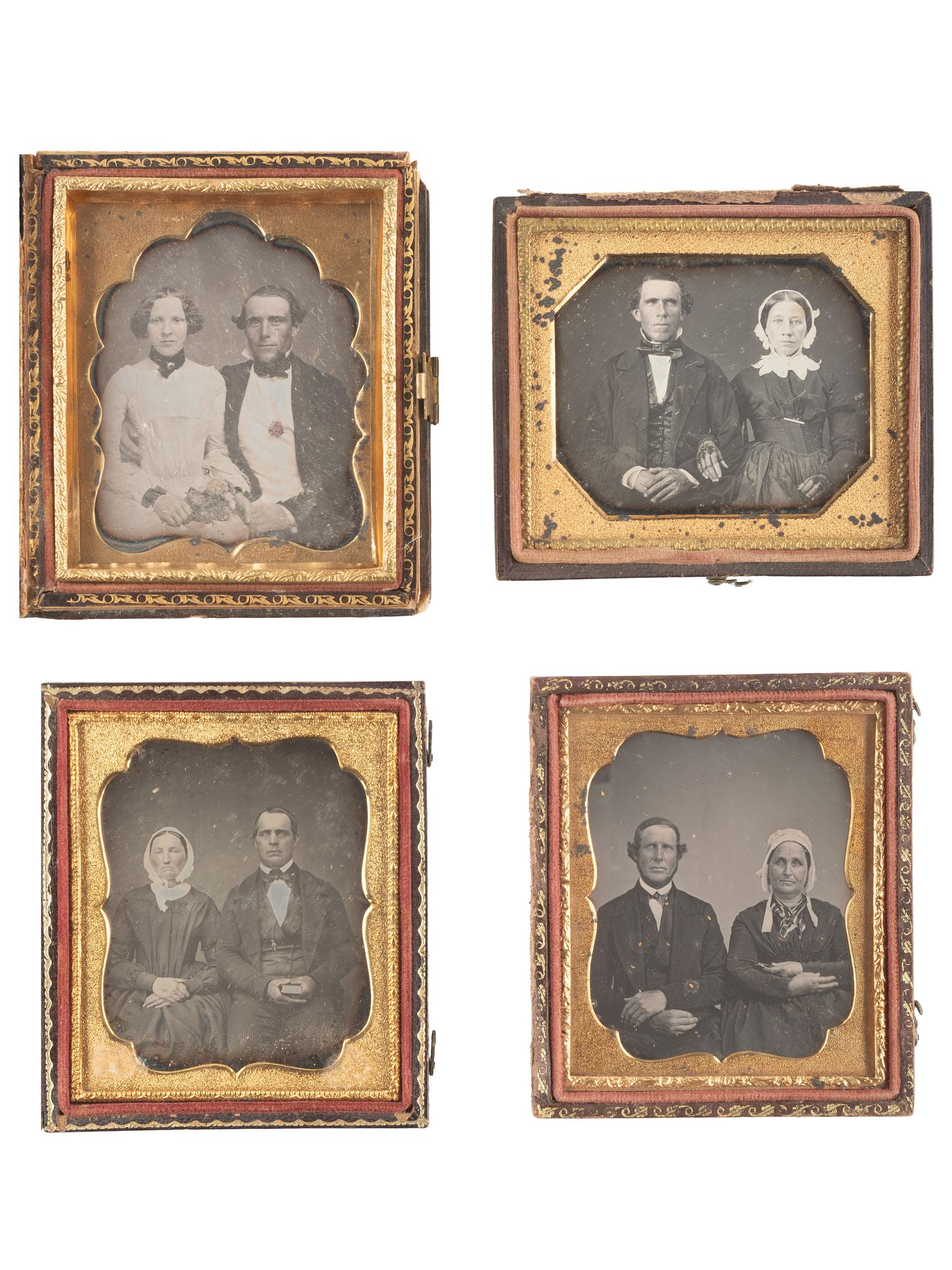 [EARLY PHOTOGRAPHY]. 18 sixth plate daguerreotypes of couples.