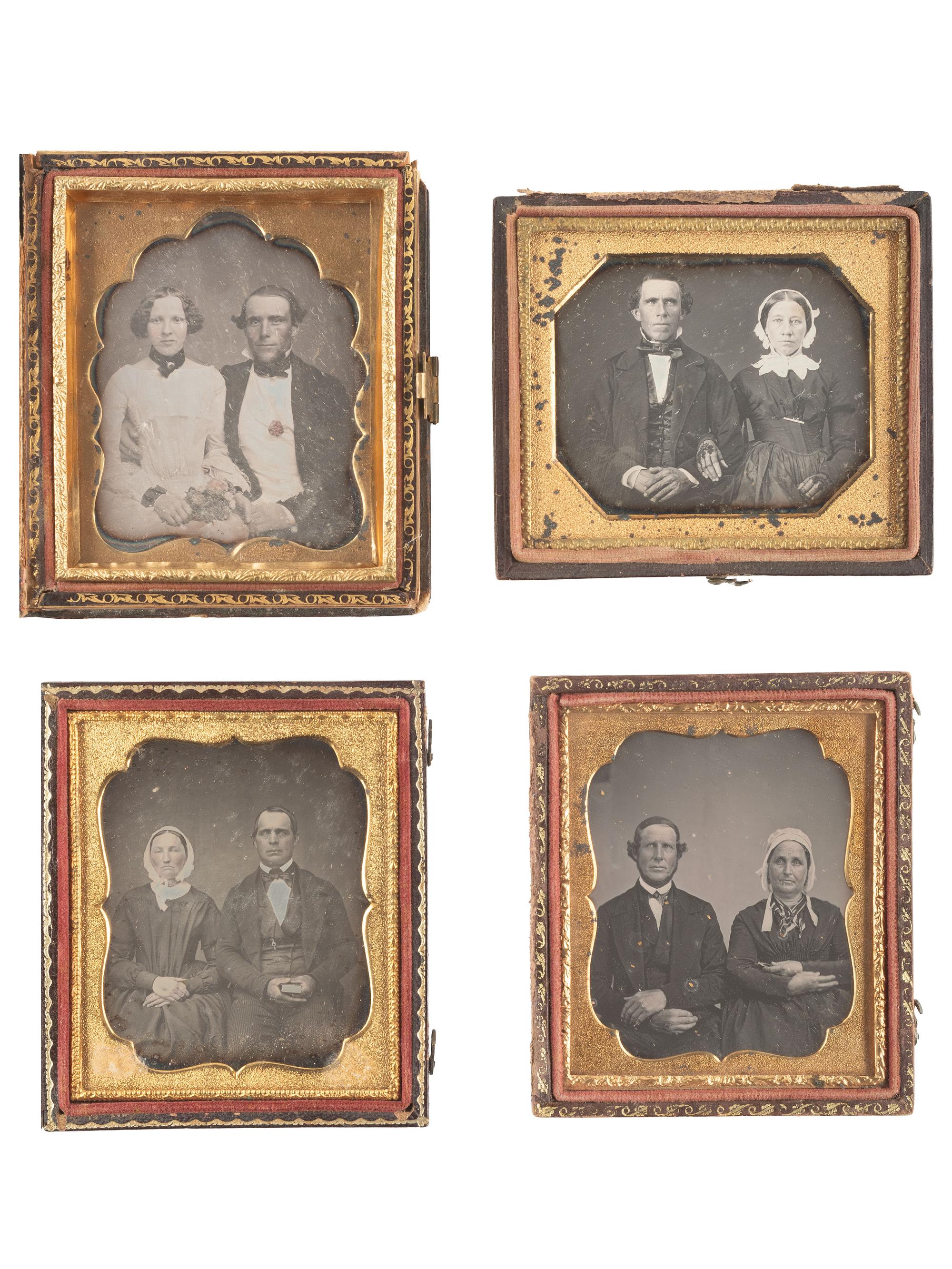 [EARLY PHOTOGRAPHY]. 18 sixth plate daguerreotypes of couples.