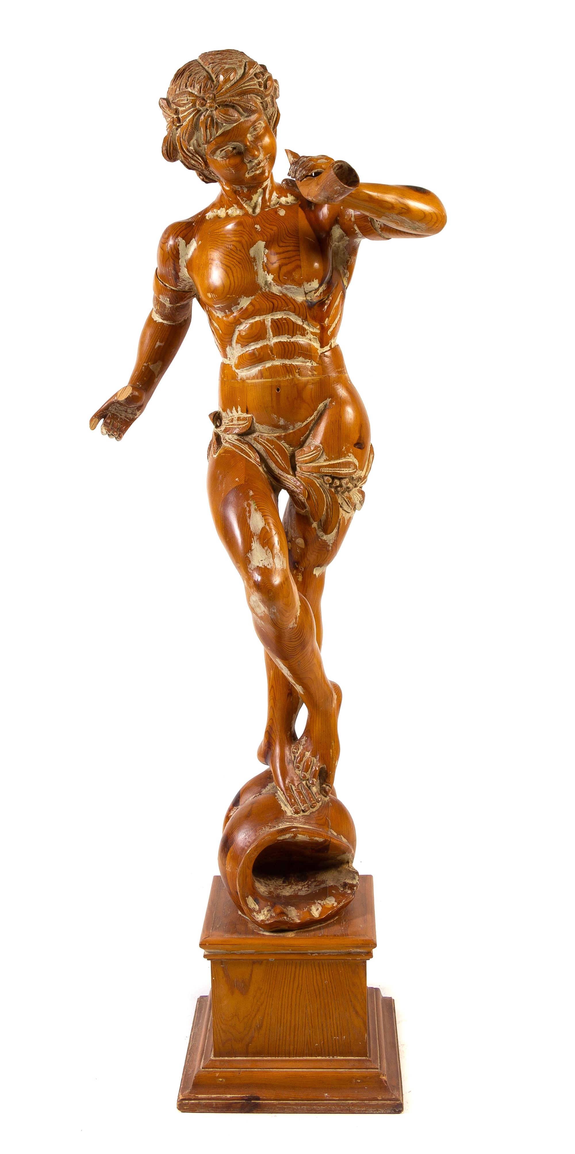 A Continental Painted Wood Figure Height 60 1/2 inches. — 20TH CENTURY