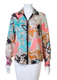 An Etro Multicolor Silk Blouse, Size 44.
