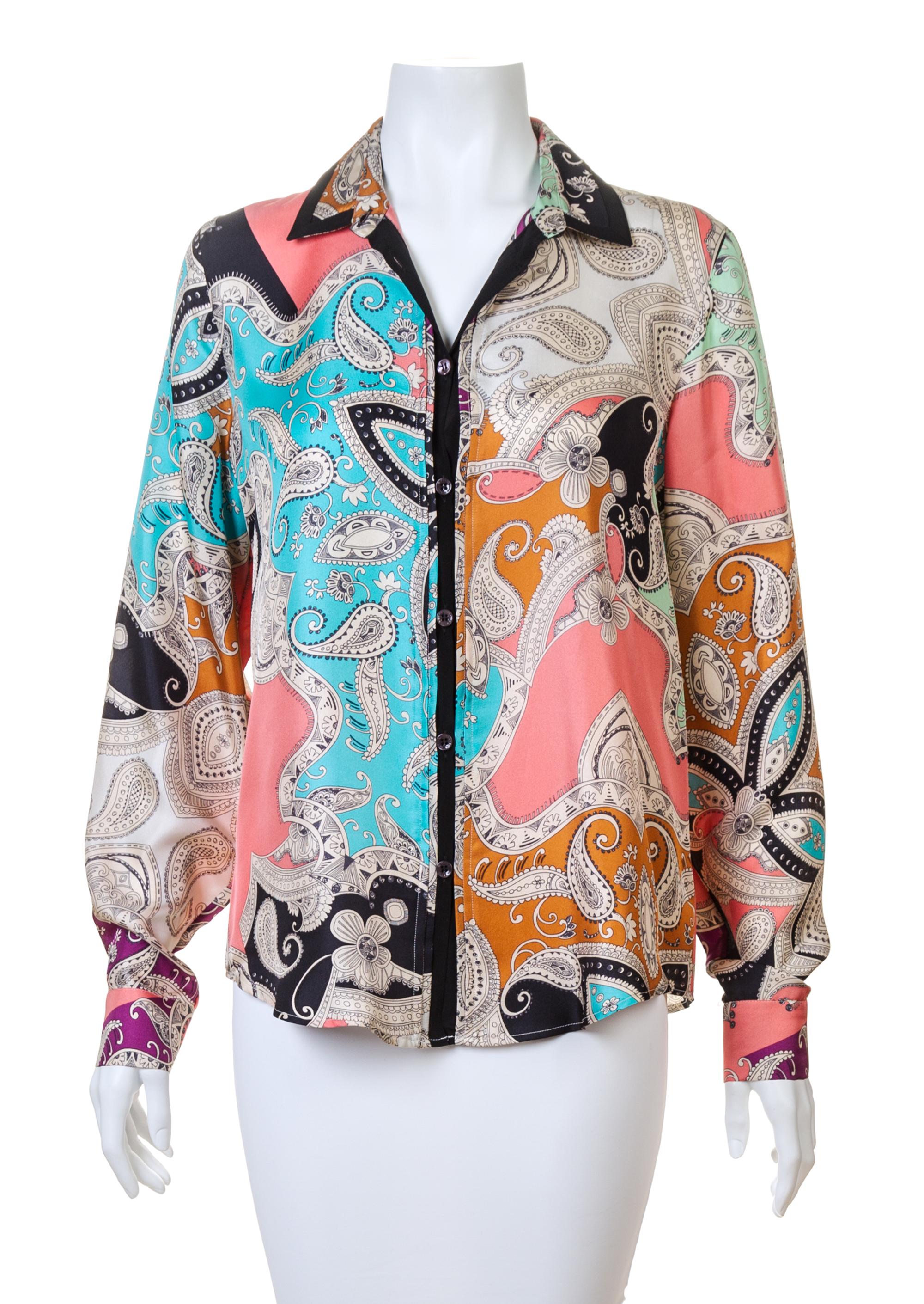 An Etro Multicolor Silk Blouse, Size 44.