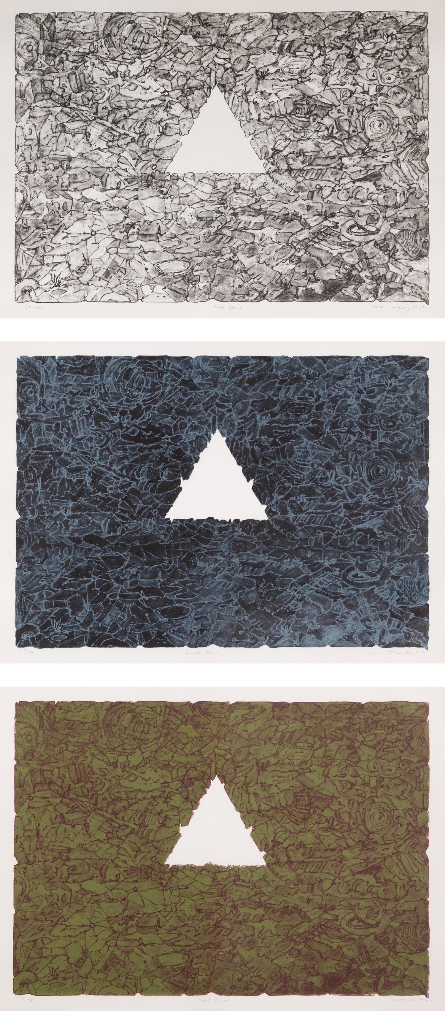 Field Stone, Feels Tone, Feel Stoned (complete group of three prints)