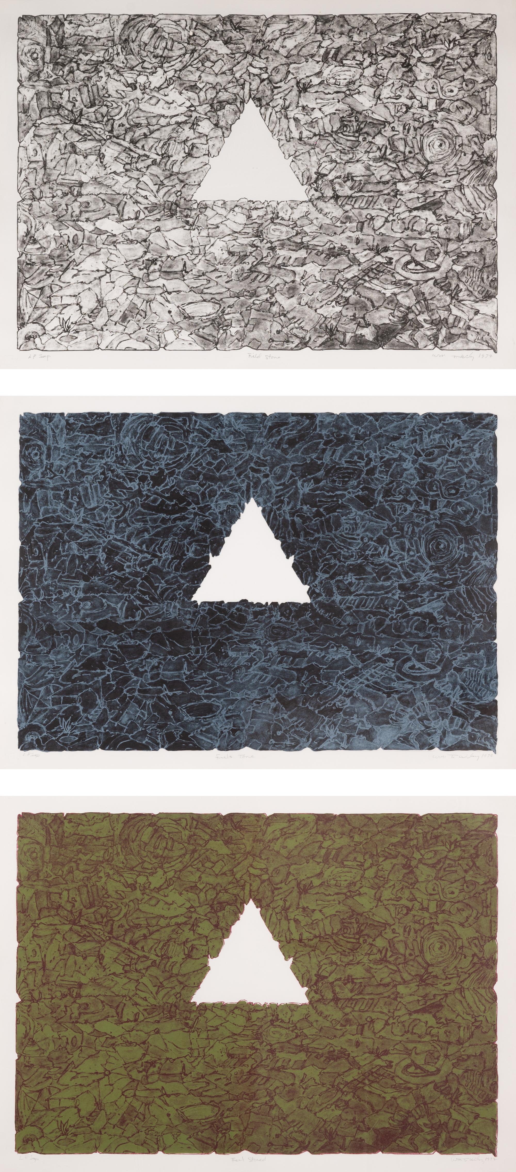 Field Stone, Feels Tone, Feel Stoned (complete group of three prints)