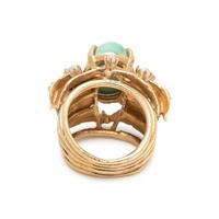 SYNTHETIC TURQUOISE, DIAMOND AND SEED PEARL RING
