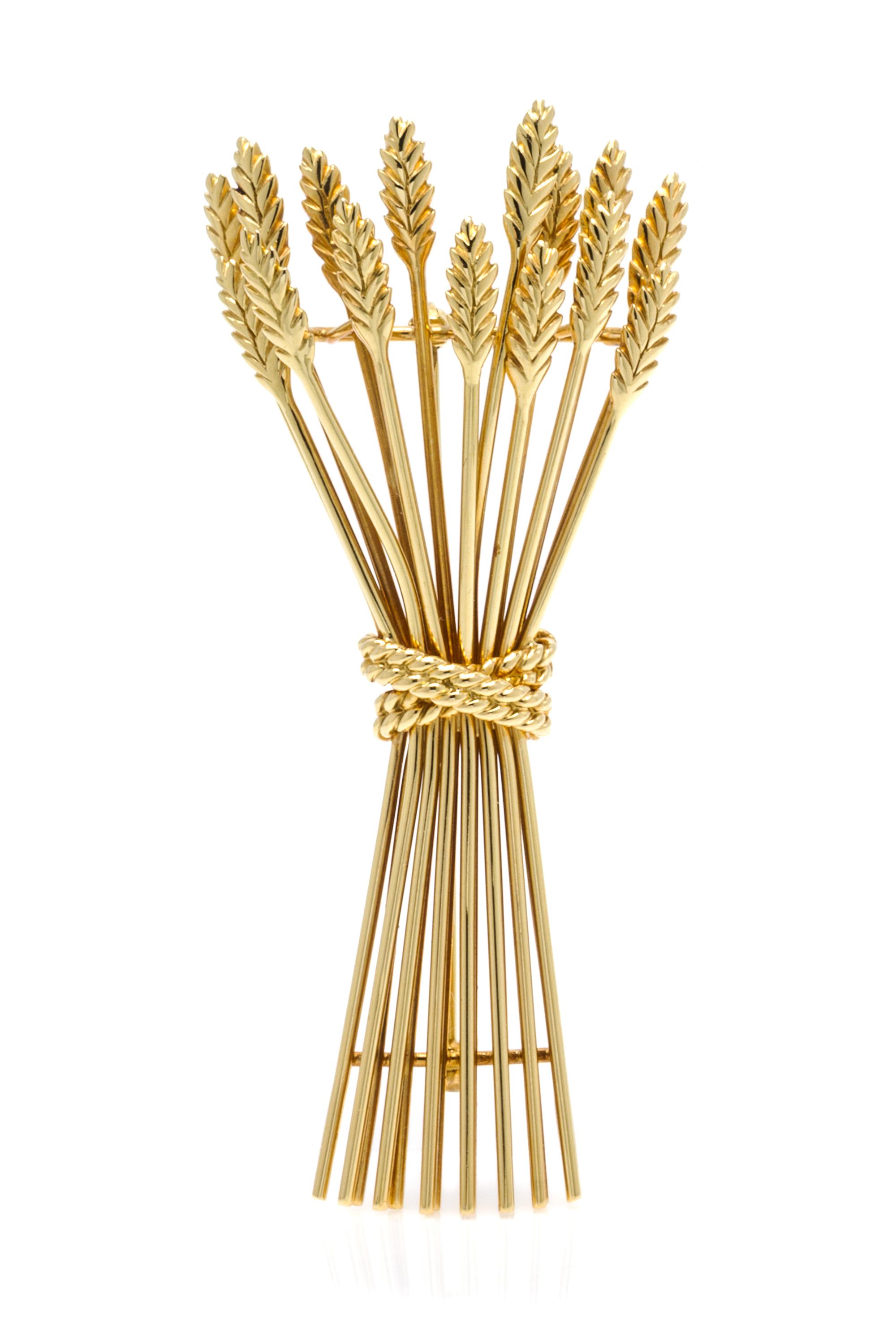 An 18 Karat Yellow Gold Wheat Motif Brooch, Tiffany & Co., 11.00 dwts.