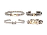 DAVID YURMAN, COLLECTION OF STERLING SILVER AND GOLD BRACELETS