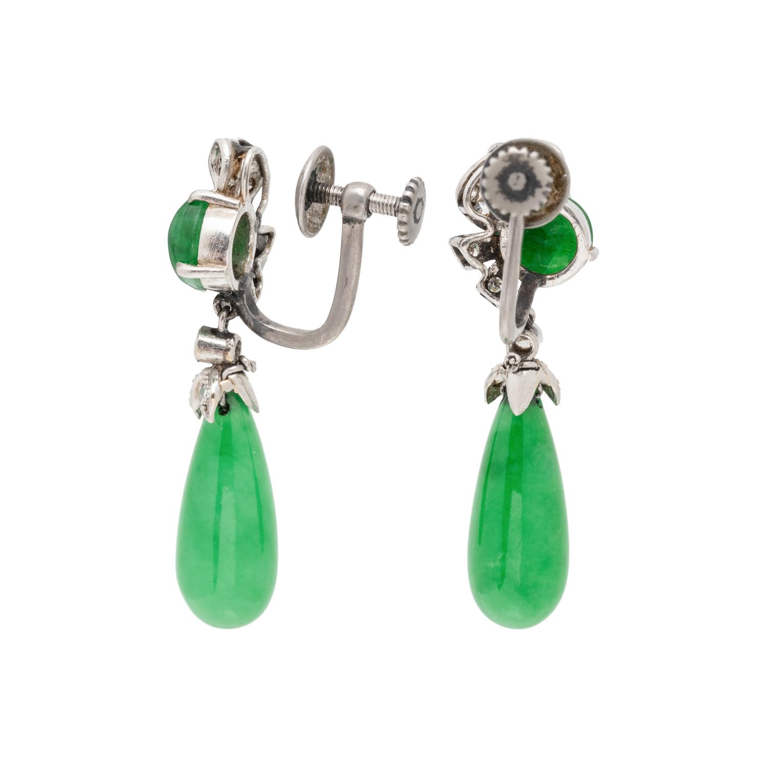 JADE AND DIAMOND EARRINGS