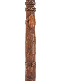 [CIVIL WAR]. GAR folk art carved cane featuring corps badges and patriotic motifs.