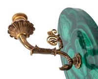 A Pair of Gilt Metal and Malachite Veneered Single-Light Sconces
