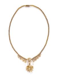 VICTORIAN, YELLOW GOLD AND SEED PEARL NECKLACE