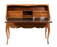 An Italian Rococo Style Olivewood and Parquetry Slant Front Desk Height 40 1/2 x width 44 1/2 x depth 20 inches. — EARLY 20TH CENTURY