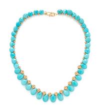 YELLOW GOLD AND TURQUOISE NECKLACE