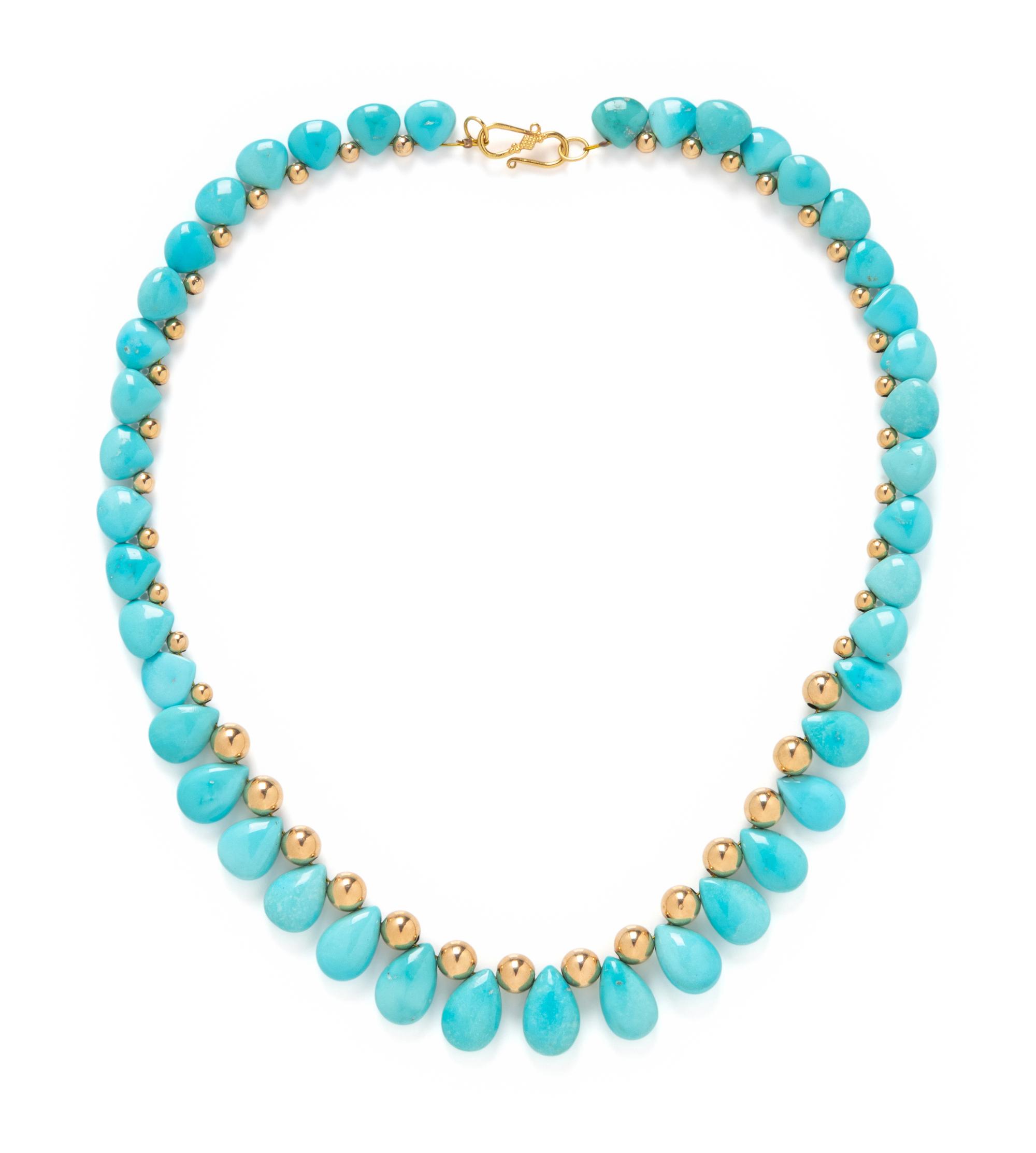 YELLOW GOLD AND TURQUOISE NECKLACE