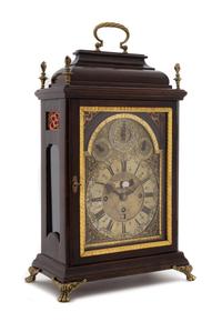An Austrian Gilt Bronze Mounted Mahogany Table Clock Height 17 x width 12 x depth 6 1/2 inches. — JOHAN SCHINDLER, VIENNA, MID-18TH CENTURY